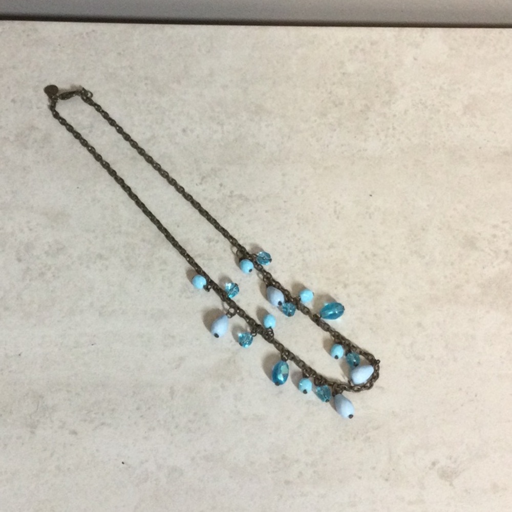 Turquoise beads on bronze chain necklace